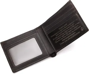 Personalized Engraved Bifold Wallet for Men - Custom Logo Name Leather Wallet for Husband Boyfriend Dad Son - Graduation Christmas Fathers Day Valentines Birthday Anniversary Wedding Adult Gift