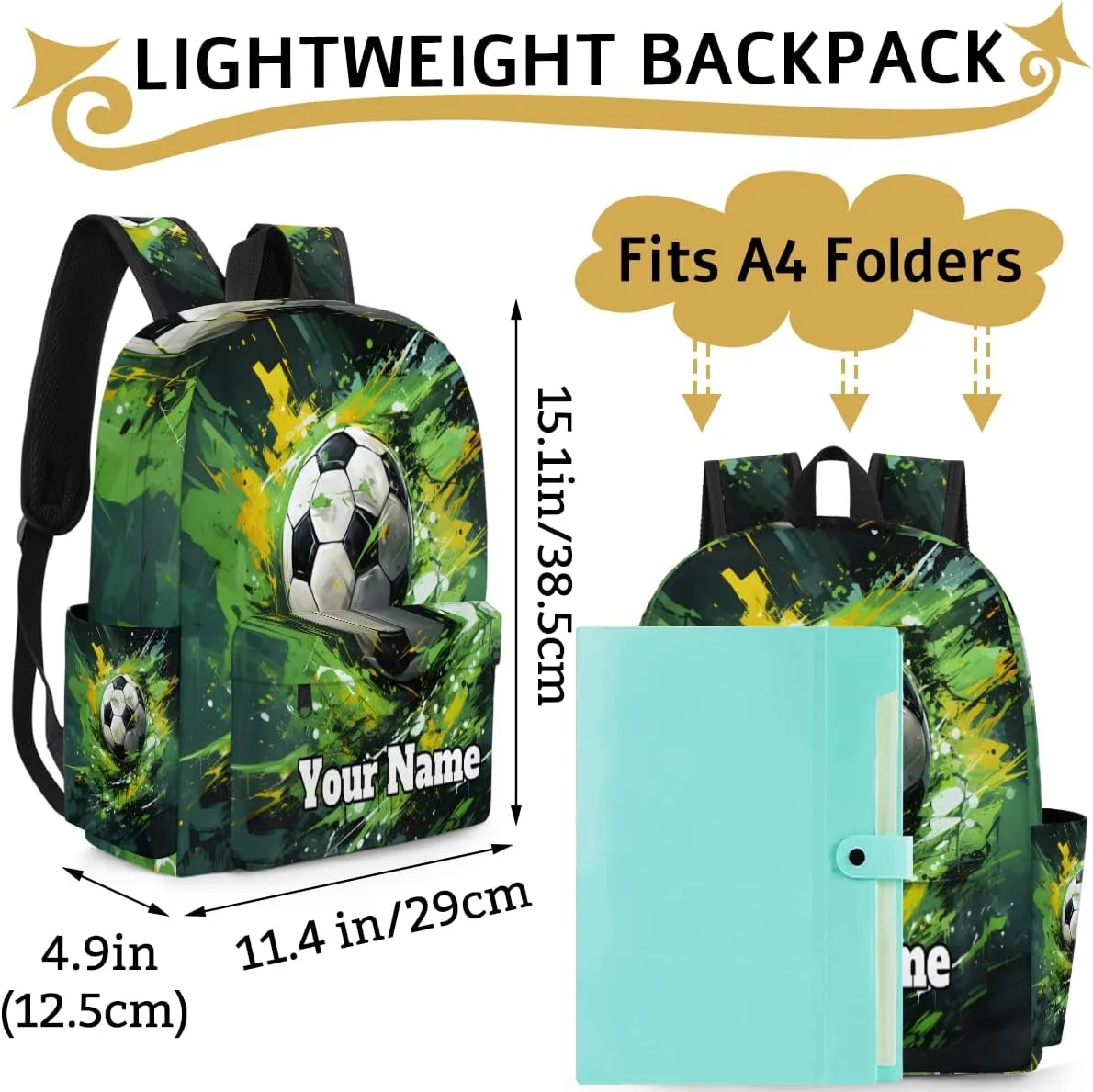 Personalized Football Preschool Toddler Backpack for Boys Girls Custom Kids Name Small Bookbags Kindergarten Elementary Backpack, Funny Football