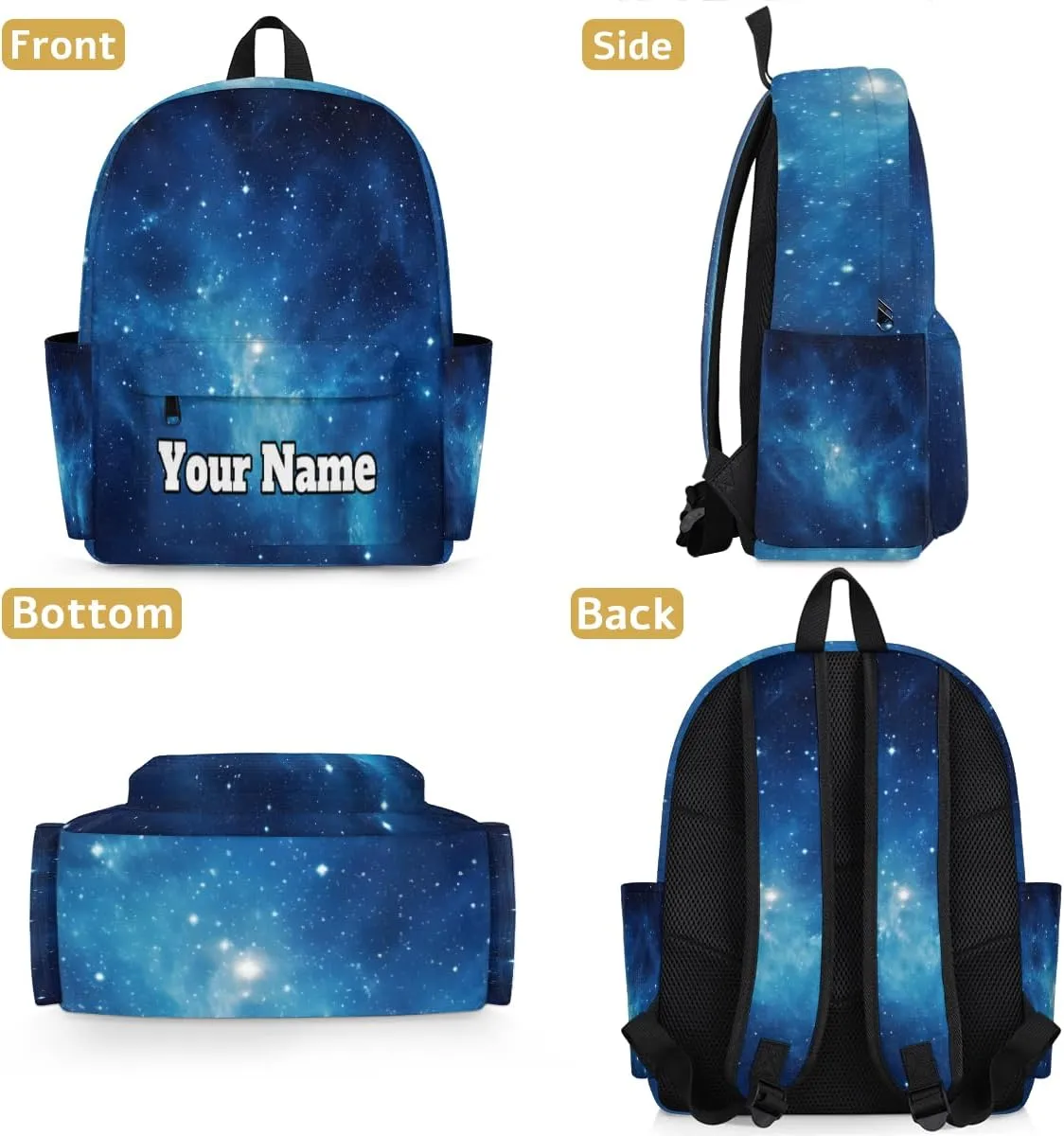 Personalized Galaxy Preschool Toddler Backpack for Boys Girls Custom Kids Name Small Bookbags Kindergarten Elementary Backpack, Starry Sky
