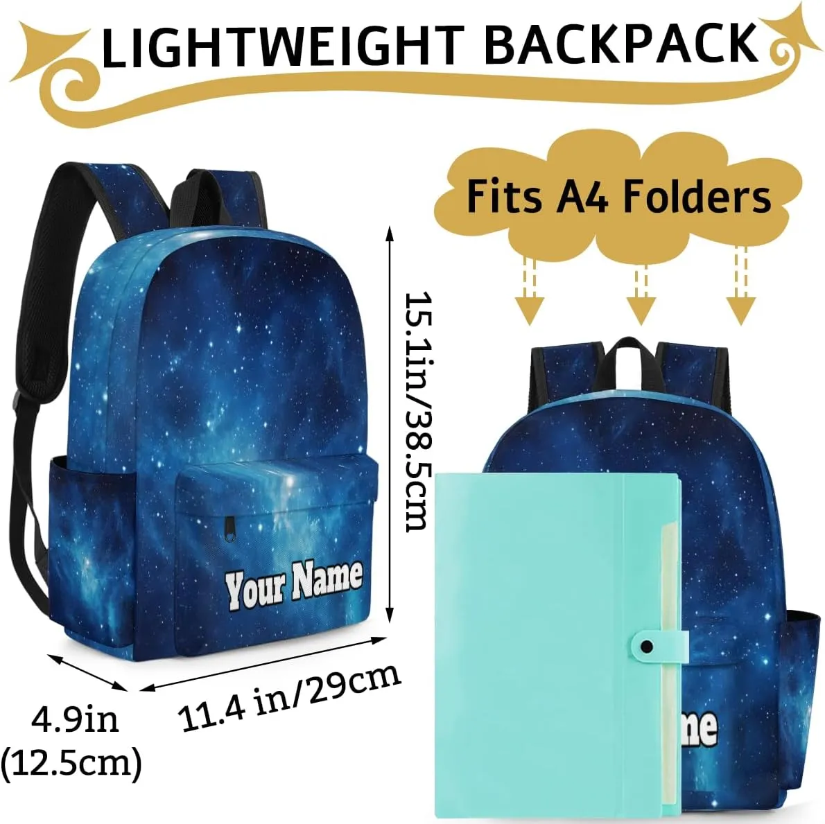 Personalized Galaxy Preschool Toddler Backpack for Boys Girls Custom Kids Name Small Bookbags Kindergarten Elementary Backpack, Starry Sky