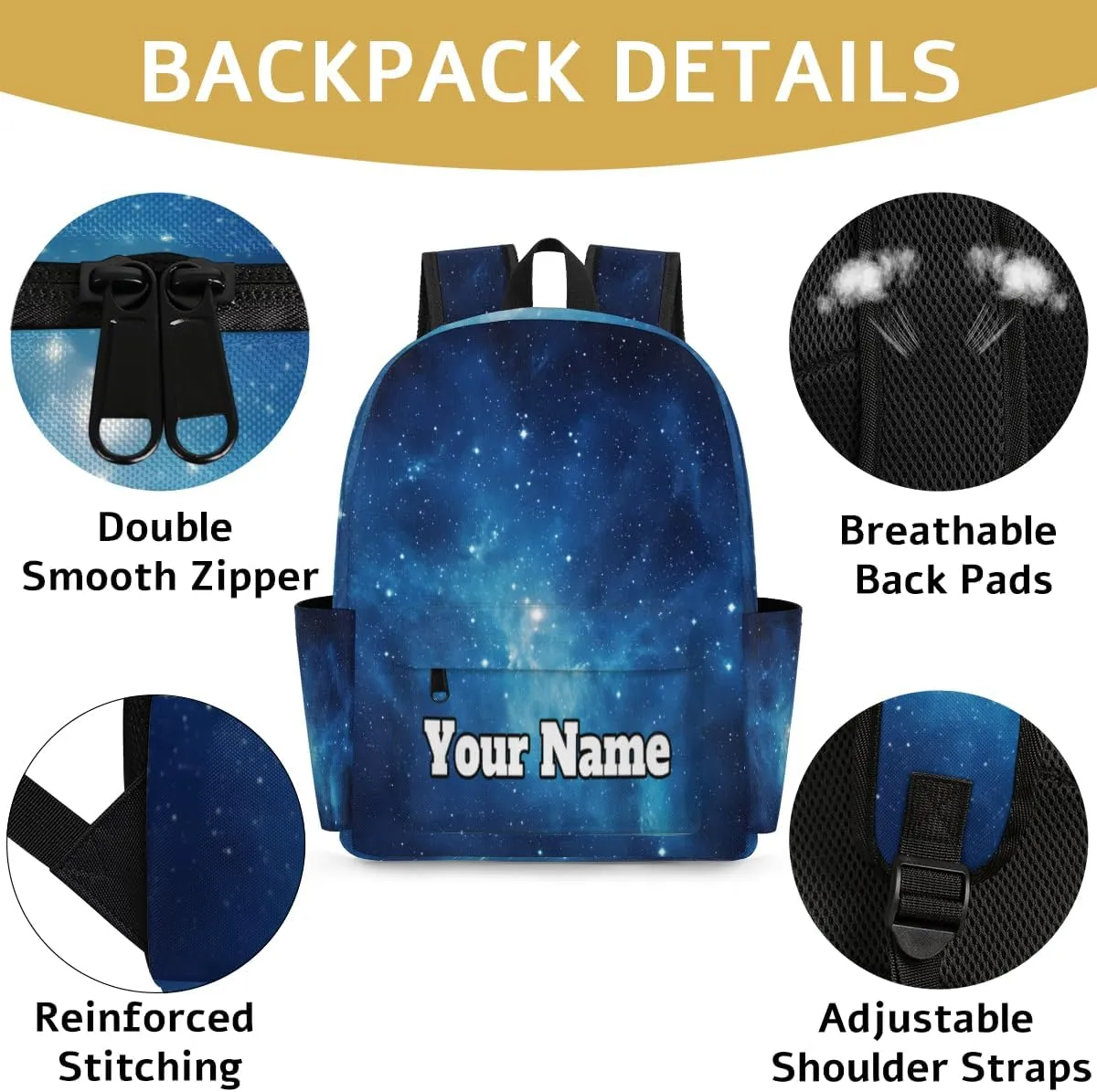 Personalized Galaxy Preschool Toddler Backpack for Boys Girls Custom Kids Name Small Bookbags Kindergarten Elementary Backpack, Starry Sky