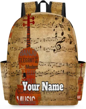 Personalized Guitar Preschool Toddler Backpack for Boys Girls Custom Kids Name Small Bookbags Kindergarten Elementary Backpack, Music Note