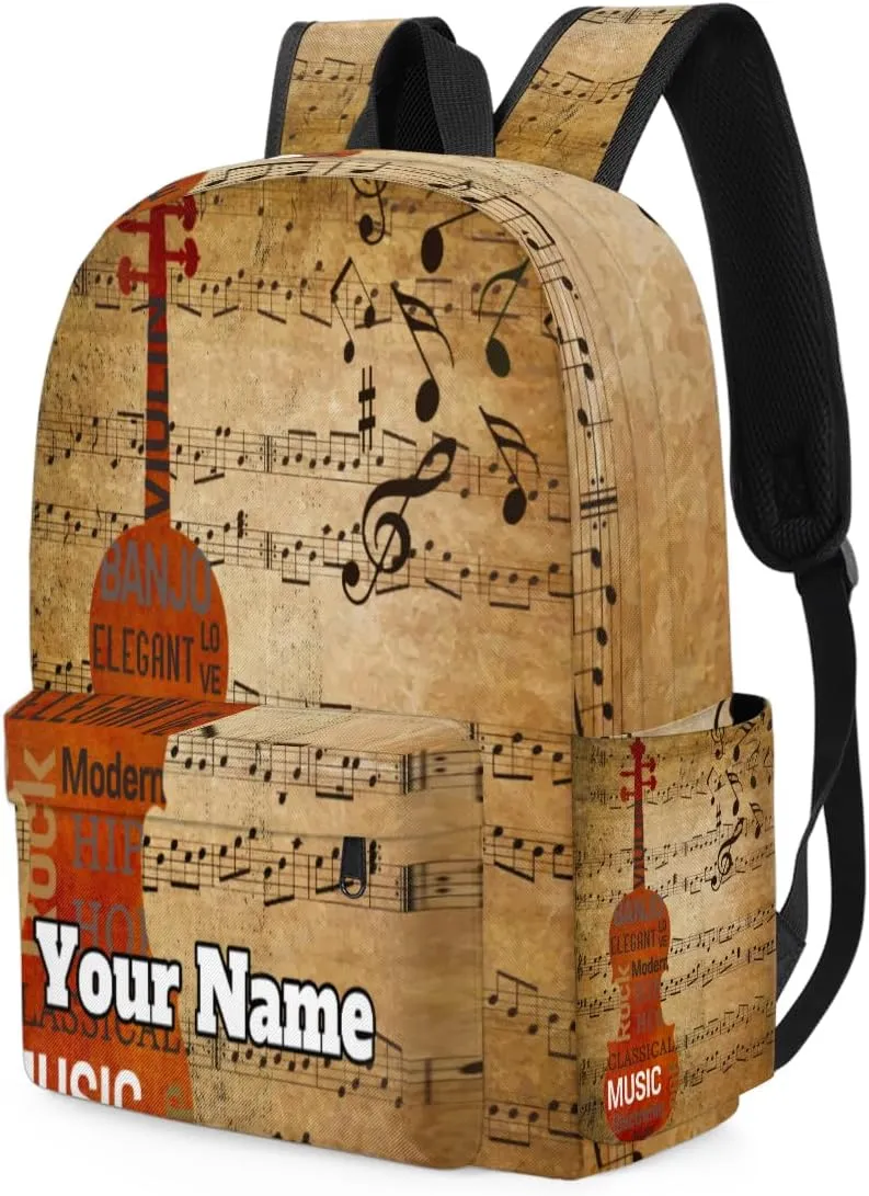 Personalized Guitar Preschool Toddler Backpack for Boys Girls Custom Kids Name Small Bookbags Kindergarten Elementary Backpack, Music Note