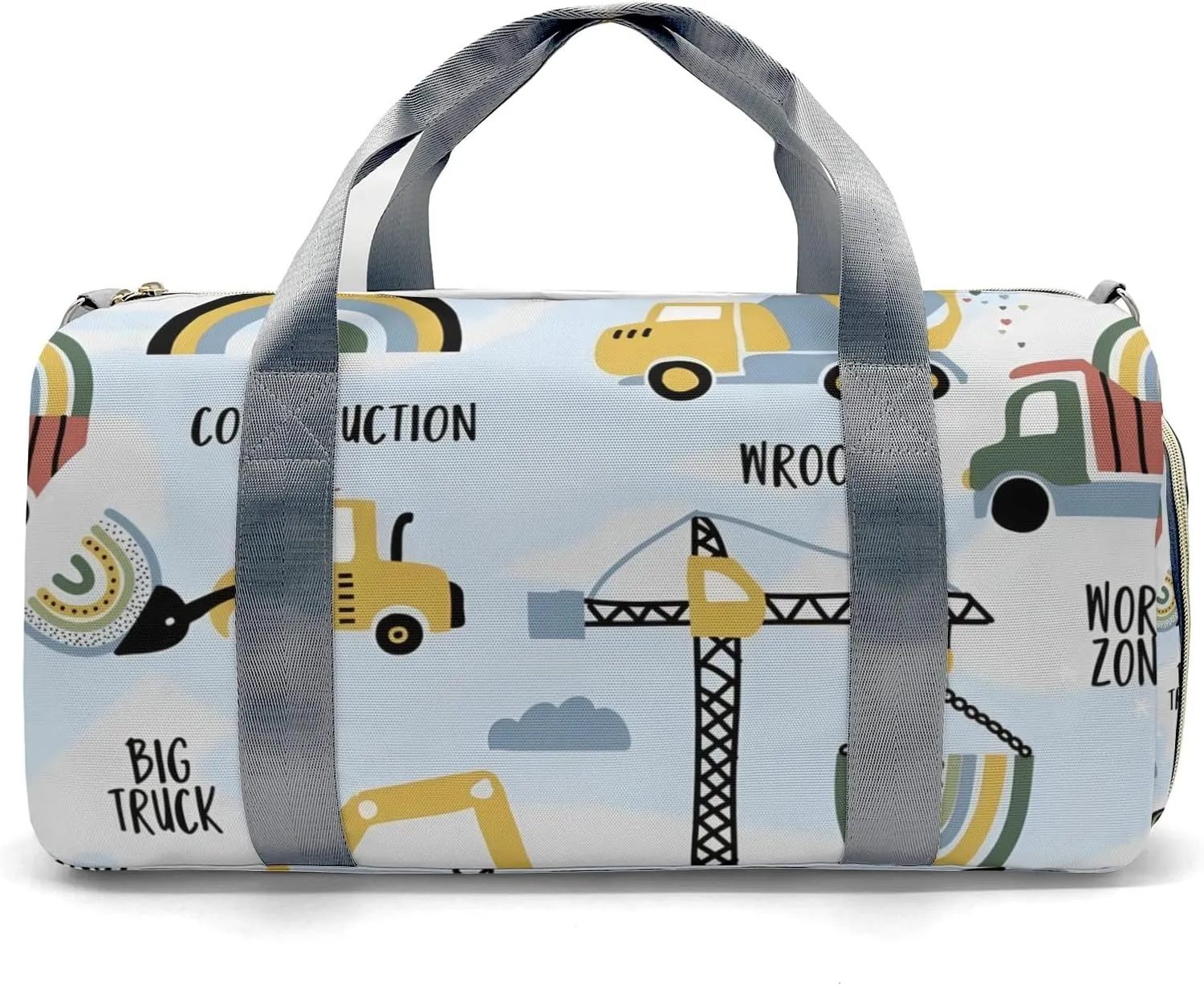 Personalized Gym Bag,Custom Name Big Trucks Wroom Sport Duffel Bag Weekender Carry On Travel Duffel Bag