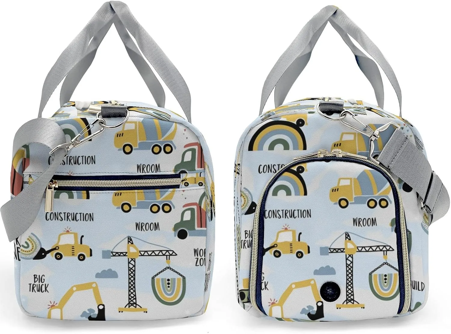 Personalized Gym Bag,Custom Name Big Trucks Wroom Sport Duffel Bag Weekender Carry On Travel Duffel Bag