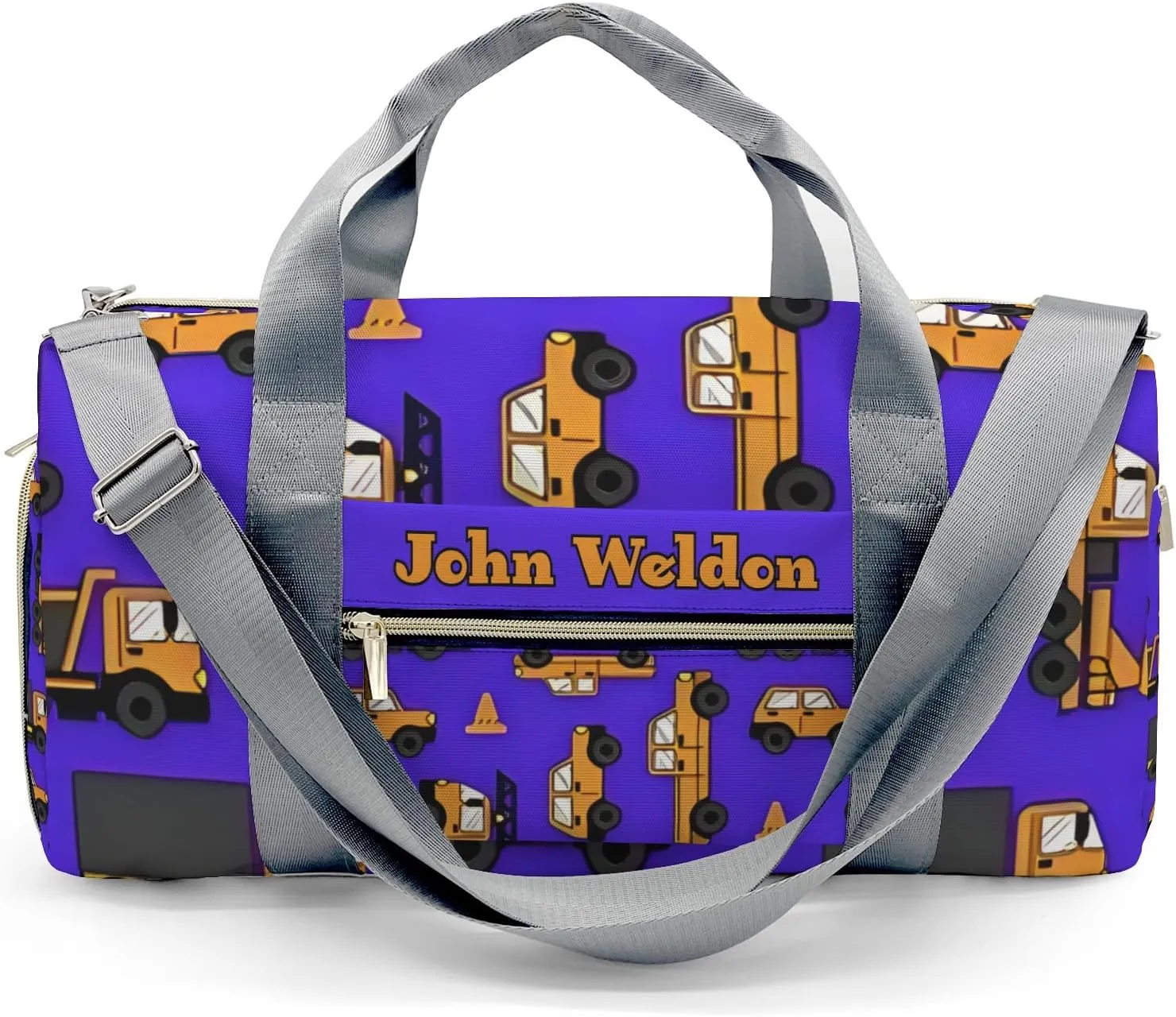 Personalized Gym Bag,Custom Name Work Cars Trucks Sport Duffel Bag Weekender Carry On Travel Duffel Bag