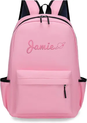 Personalized Kids Backpack for Teens Boys Girls, Custom Name Cute Kids School Backpack with Adjustable Padded Straps, Personalized Toddler Preschool Backpack, Back to School Gift for Boys Girls (Pink)