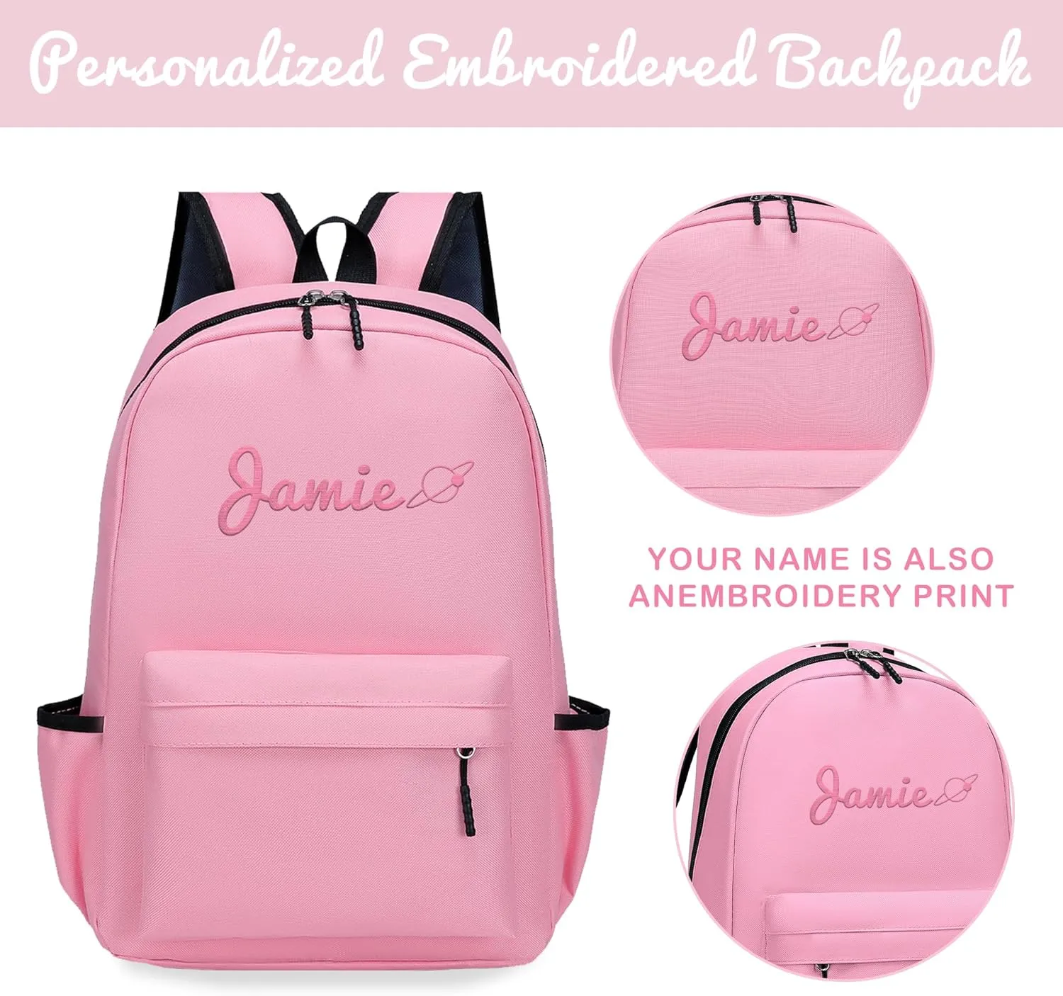 Personalized Kids Backpack for Teens Boys Girls, Custom Name Cute Kids School Backpack with Adjustable Padded Straps, Personalized Toddler Preschool Backpack, Back to School Gift for Boys Girls (Pink)