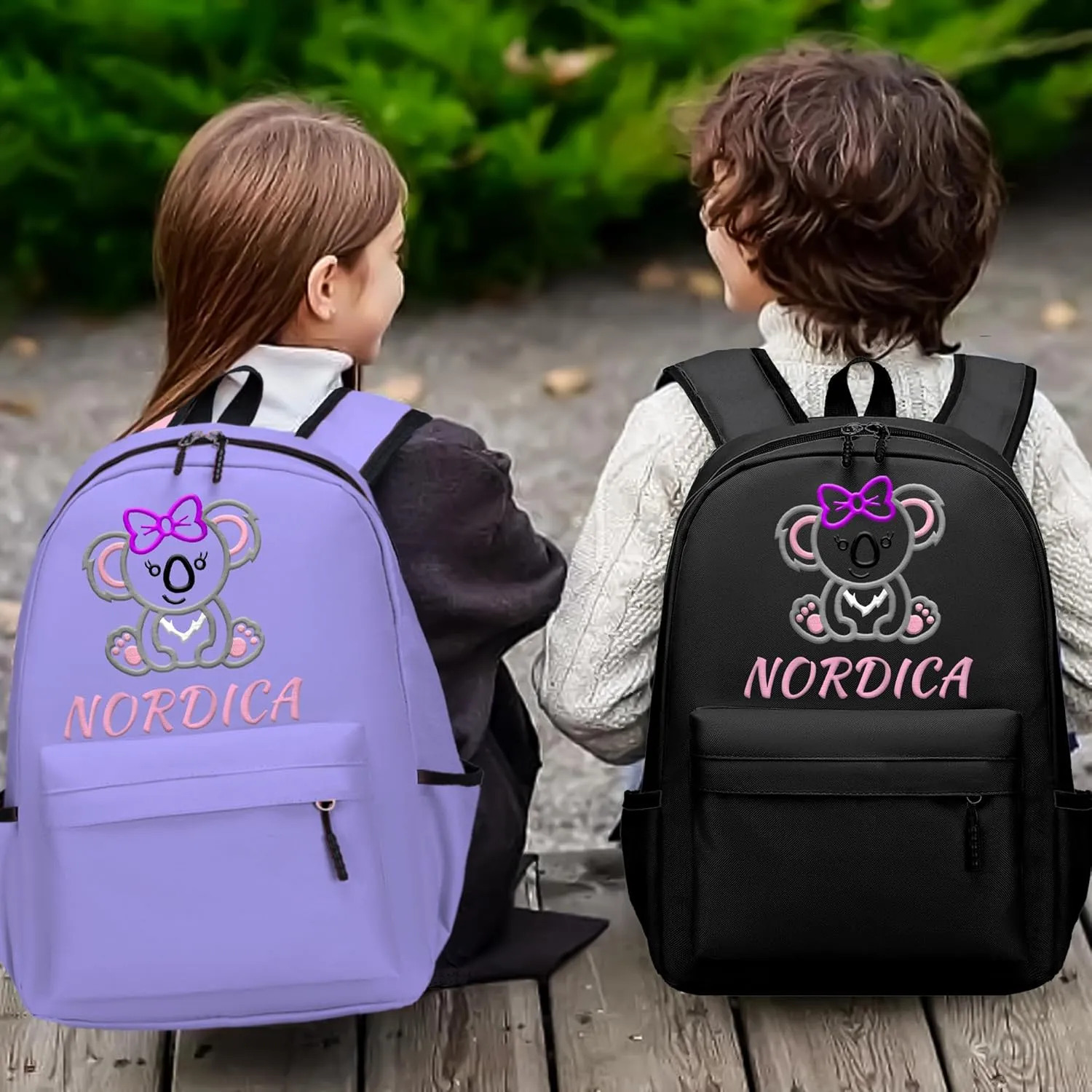 Personalized Kids Backpack for Teens Girls, Custom Name Elephant Cute Kids School Backpack with Adjustable Padded Straps, Personalized Toddler Preschool Backpack, Back to School Gift for Girls(Black)