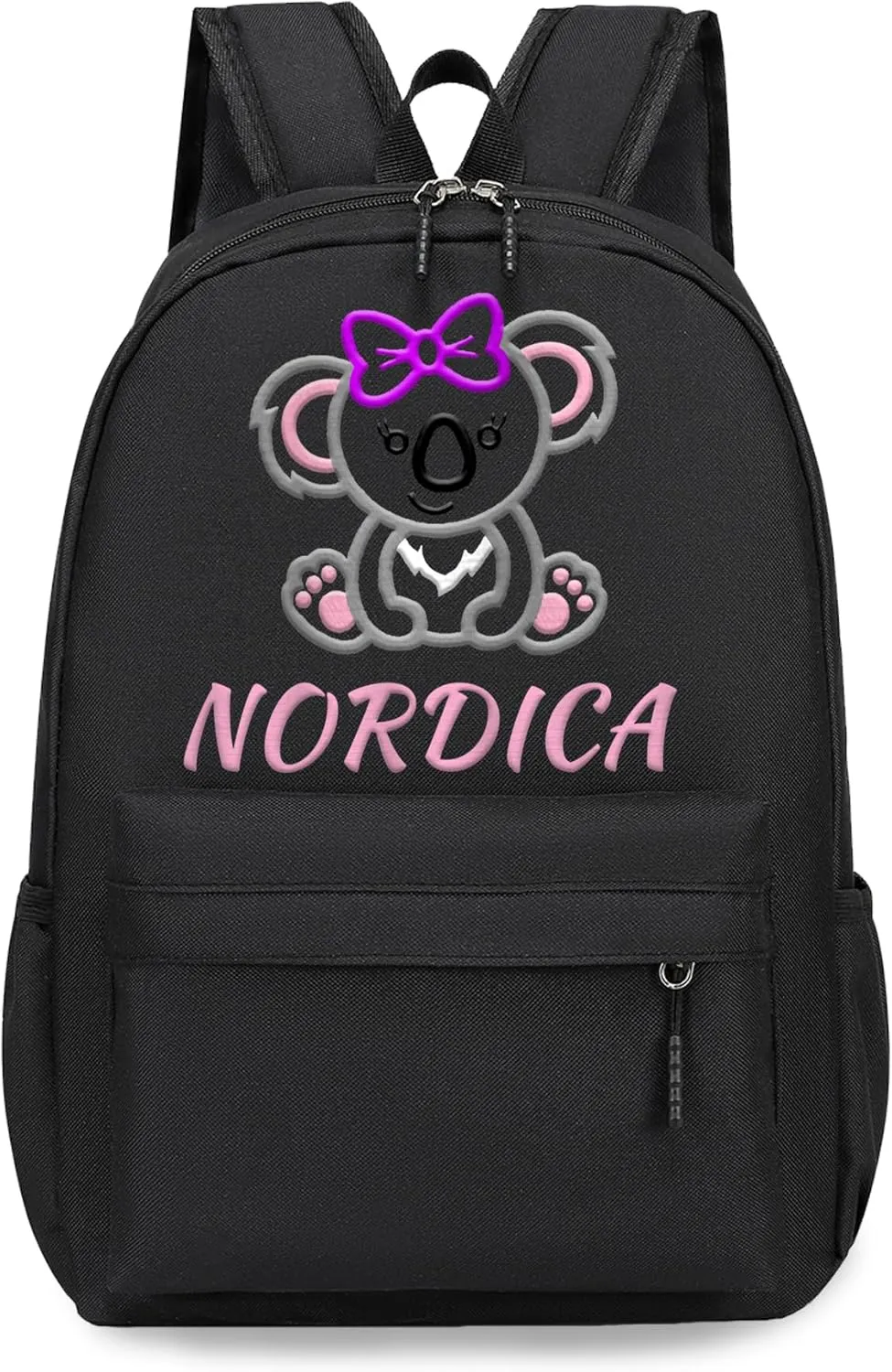 Personalized Kids Backpack for Teens Girls, Custom Name Elephant Cute Kids School Backpack with Adjustable Padded Straps, Personalized Toddler Preschool Backpack, Back to School Gift for Girls(Black)