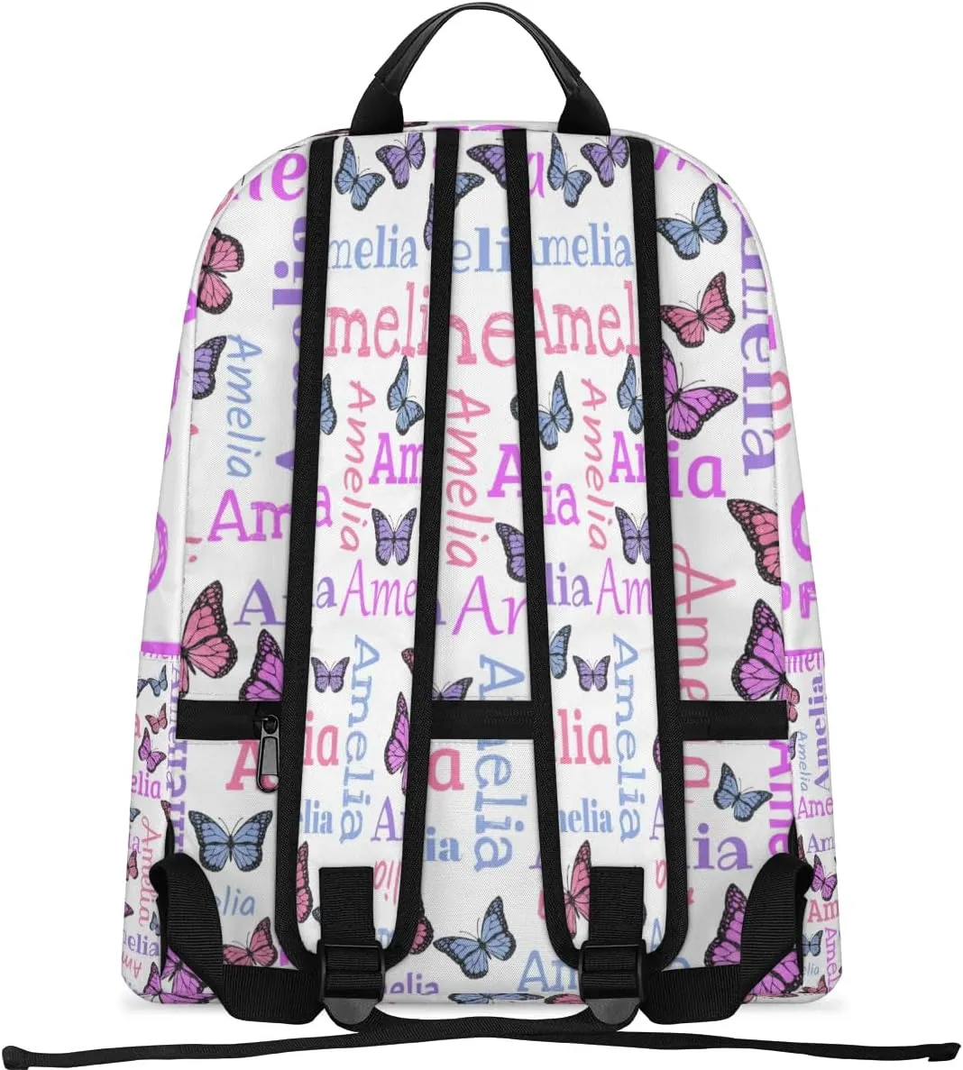 Personalized Kids Backpack School Bags for Girls, Custom Students Backpack Shoulder Bag Laptop Backpack Bookbag Gift for College School Travel Sport Butter Glitter White