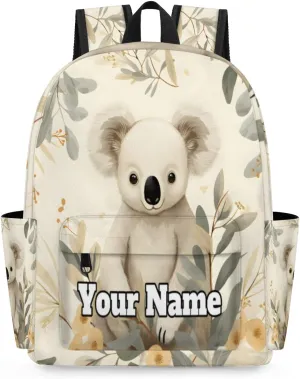 Personalized Koala Flower Preschool Toddler Backpack for Boys Girls Custom Kids Name Small Bookbags Kindergarten Elementary Backpack, Cute Koalas
