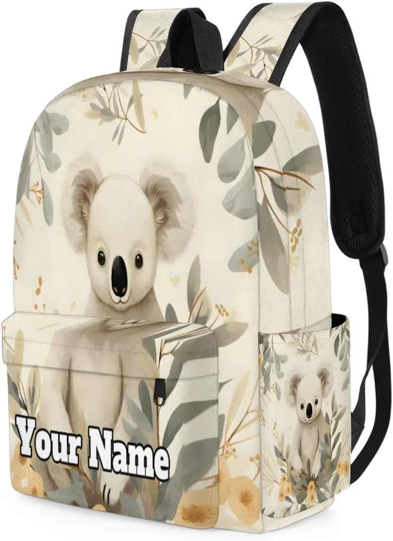 Personalized Koala Flower Preschool Toddler Backpack for Boys Girls Custom Kids Name Small Bookbags Kindergarten Elementary Backpack, Cute Koalas