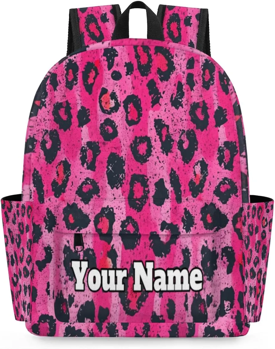 Personalized Leopard Print Preschool Toddler Backpack for Boys Girls Custom Kids Name Small Bookbags Kindergarten Elementary Backpack, Leopard Print Animal Skin