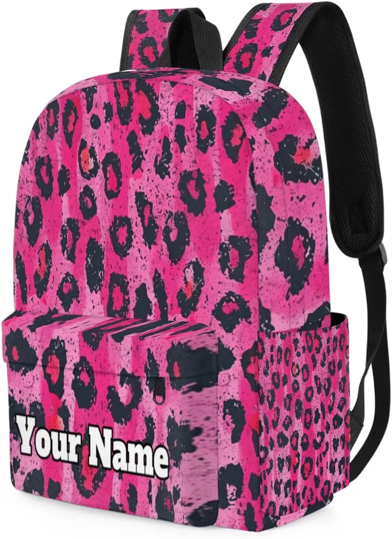Personalized Leopard Print Preschool Toddler Backpack for Boys Girls Custom Kids Name Small Bookbags Kindergarten Elementary Backpack, Leopard Print Animal Skin