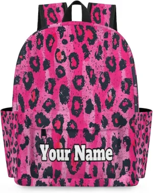 Personalized Leopard Print Preschool Toddler Backpack for Boys Girls Custom Kids Name Small Bookbags Kindergarten Elementary Backpack, Leopard Print Animal Skin