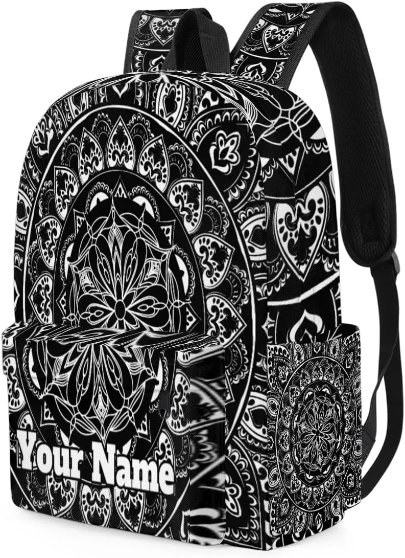 Personalized Mandala Flower Preschool Toddler Backpack for Boys Girls Custom Kids Name Small Bookbags Kindergarten Elementary Backpack, Boho Theme