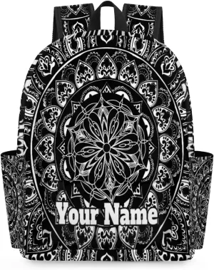 Personalized Mandala Flower Preschool Toddler Backpack for Boys Girls Custom Kids Name Small Bookbags Kindergarten Elementary Backpack, Boho Theme