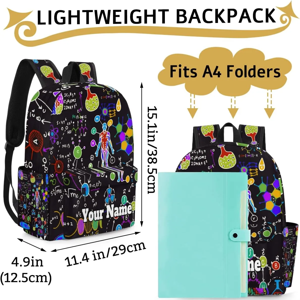 Personalized Medical Preschool Toddler Backpack for Boys Girls Custom Kids Name Small Bookbags Kindergarten Elementary Backpack, Science