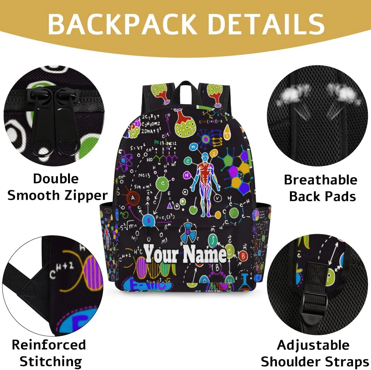 Personalized Medical Preschool Toddler Backpack for Boys Girls Custom Kids Name Small Bookbags Kindergarten Elementary Backpack, Science