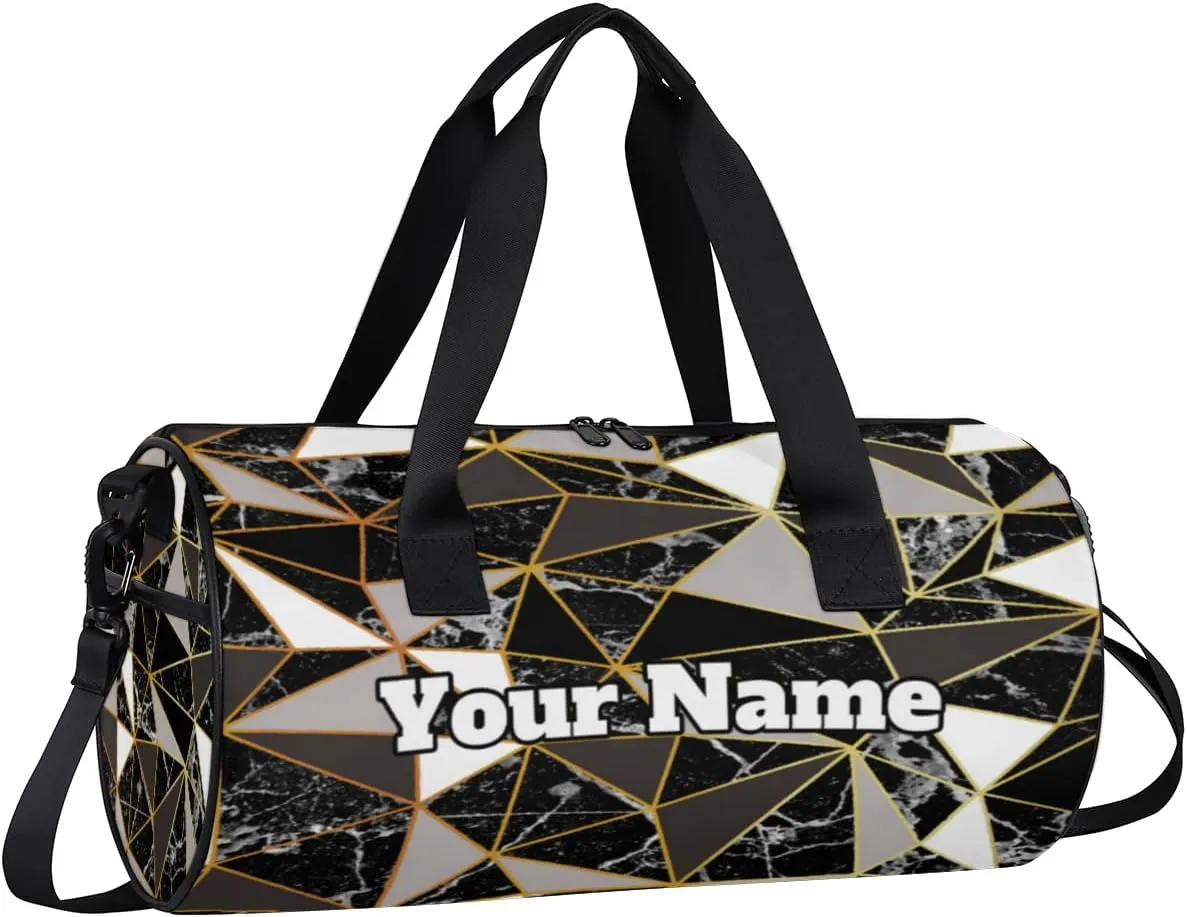 Personalized Mirror Marble Sport Gym Bag, Custom Name Duffel Bags for Men, Waterproof Custom Sport Duffel Bag, Gymnastics Dance, Texture