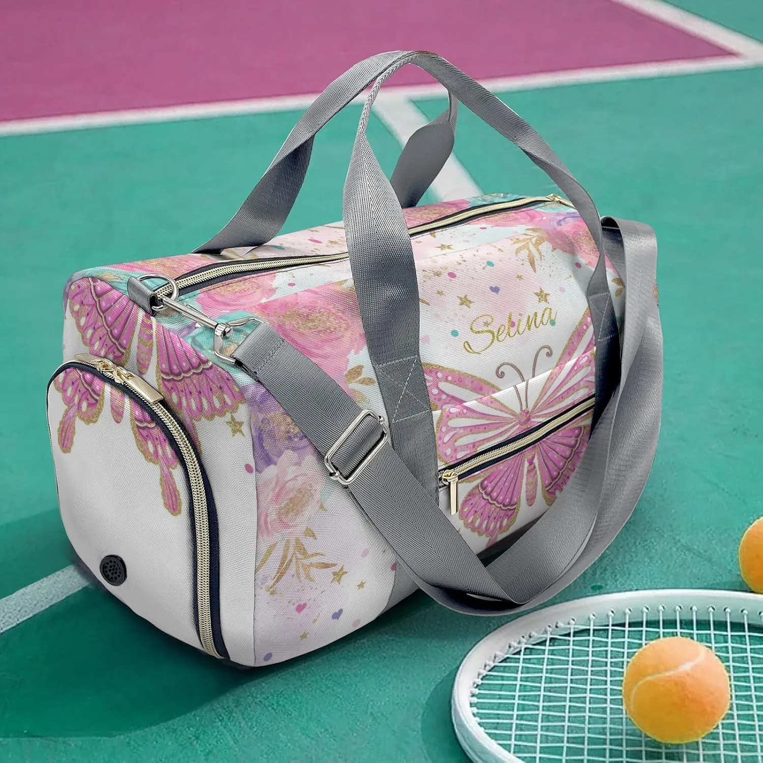Personalized Name Duffel Bag Magical Butterfly Fairy Clouds From Gym to Getaway: Multi-Purpose Travel Bags