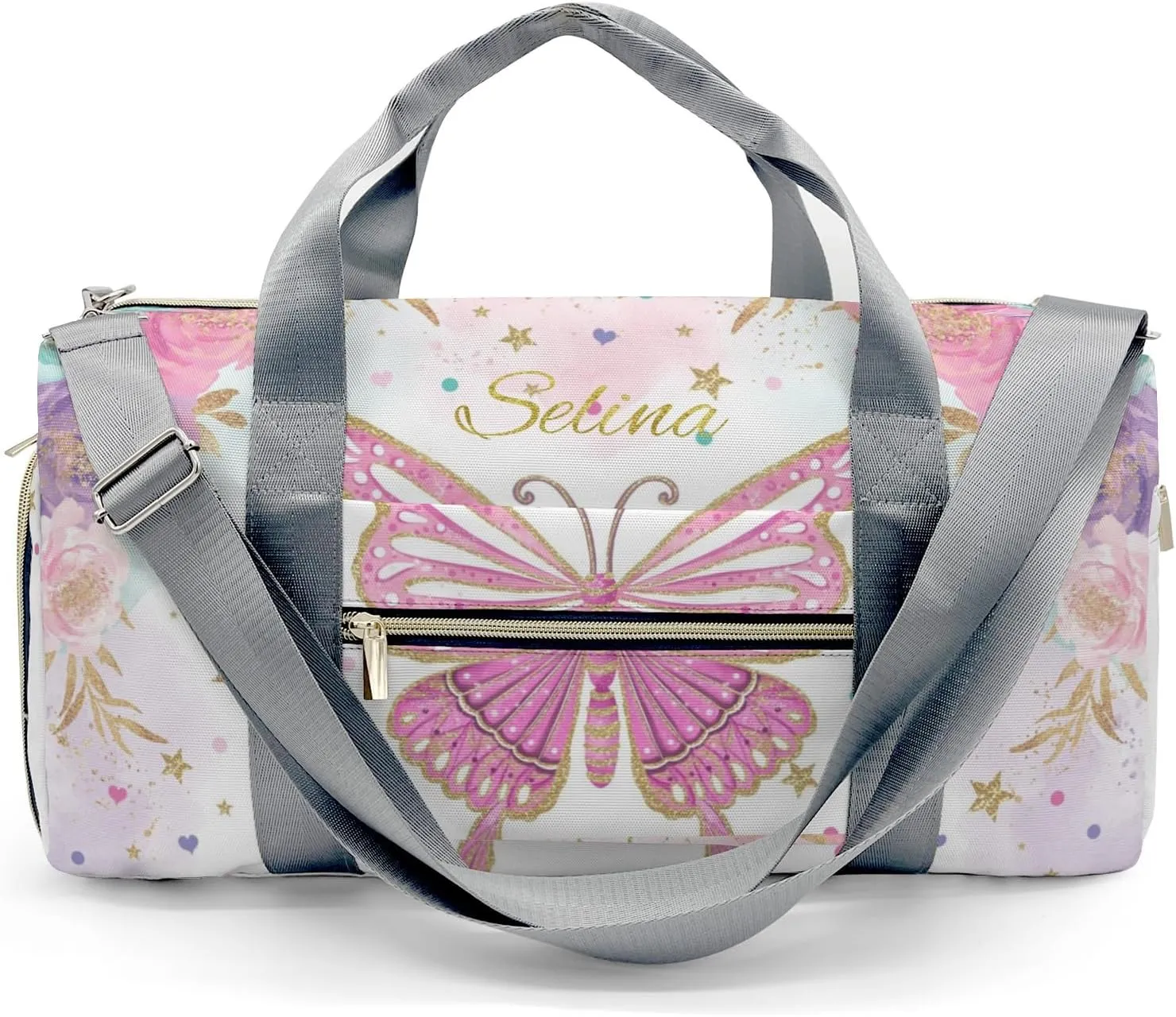 Personalized Name Duffel Bag Magical Butterfly Fairy Clouds From Gym to Getaway: Multi-Purpose Travel Bags