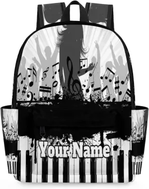Personalized Piano Keyboard Preschool Toddler Backpack for Boys Girls Custom Kids Name Small Bookbags Kindergarten Elementary Backpack, Music
