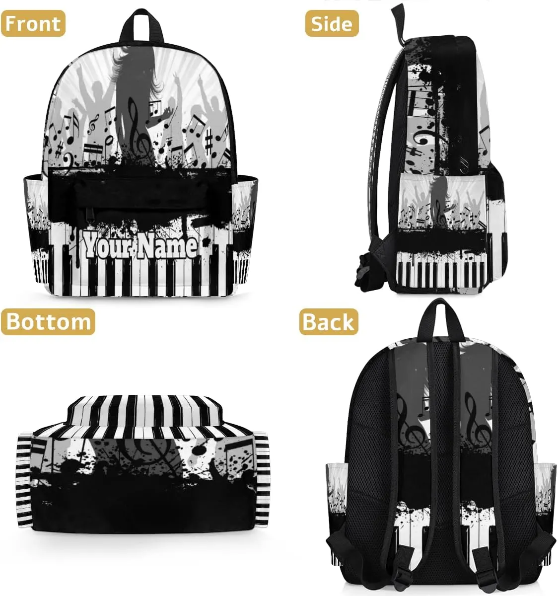 Personalized Piano Keyboard Preschool Toddler Backpack for Boys Girls Custom Kids Name Small Bookbags Kindergarten Elementary Backpack, Music