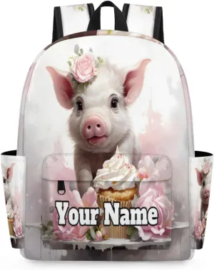 Personalized Pig Preschool Toddler Backpack for Boys Girls Custom Kids Name Small Bookbags Kindergarten Elementary Backpack, Cute Animal Pig