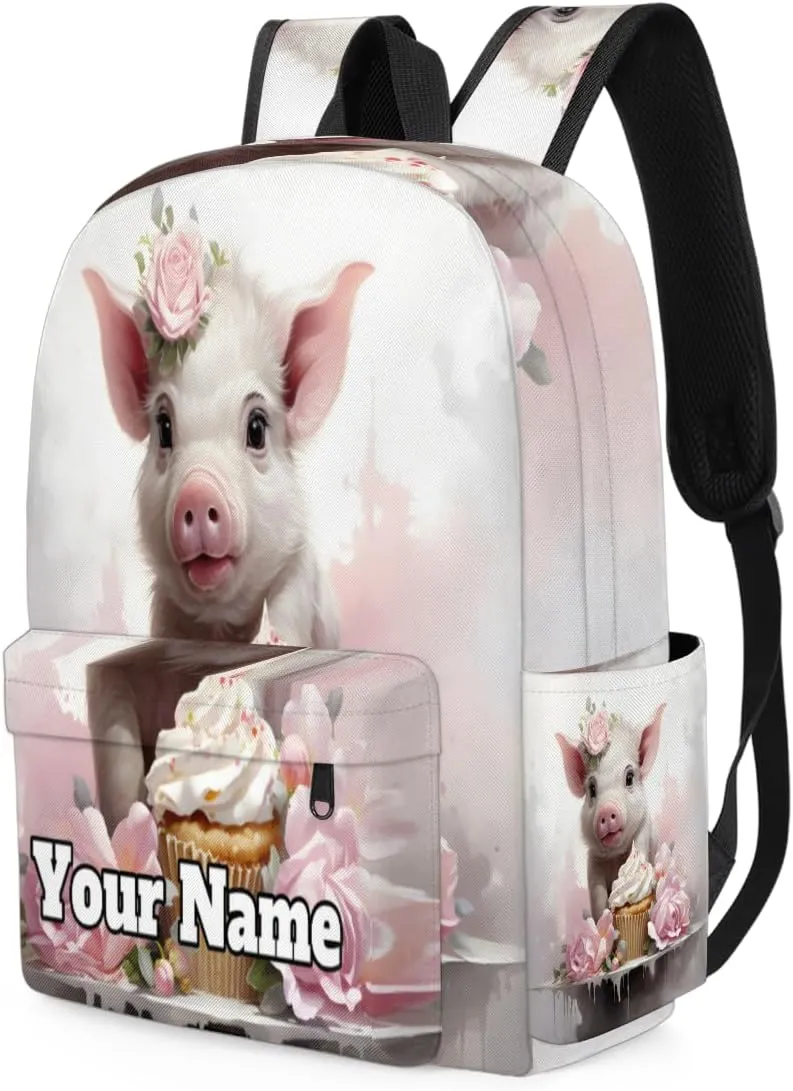 Personalized Pig Preschool Toddler Backpack for Boys Girls Custom Kids Name Small Bookbags Kindergarten Elementary Backpack, Cute Animal Pig