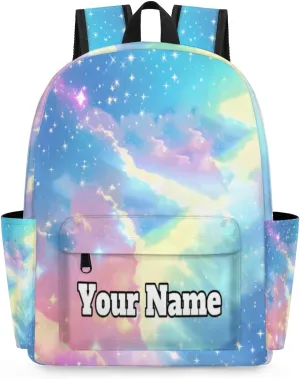 Personalized Rainbow Preschool Toddler Backpack for Boys Girls Custom Kids Name Small Bookbags Kindergarten Elementary Backpack, Colorful Rainbow
