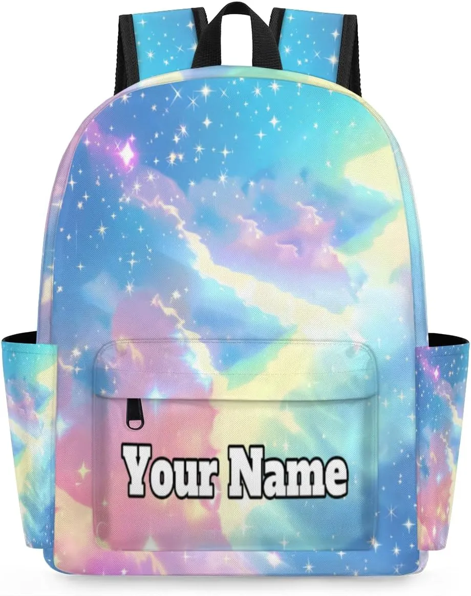 Personalized Rainbow Preschool Toddler Backpack for Boys Girls Custom Kids Name Small Bookbags Kindergarten Elementary Backpack, Colorful Rainbow