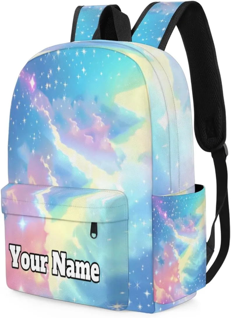 Personalized Rainbow Preschool Toddler Backpack for Boys Girls Custom Kids Name Small Bookbags Kindergarten Elementary Backpack, Colorful Rainbow