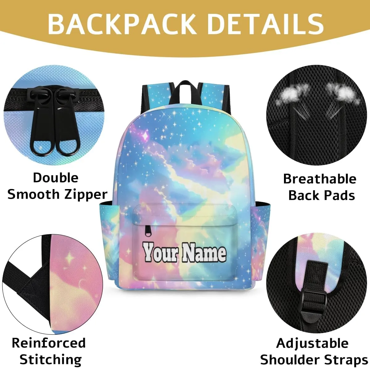 Personalized Rainbow Preschool Toddler Backpack for Boys Girls Custom Kids Name Small Bookbags Kindergarten Elementary Backpack, Colorful Rainbow