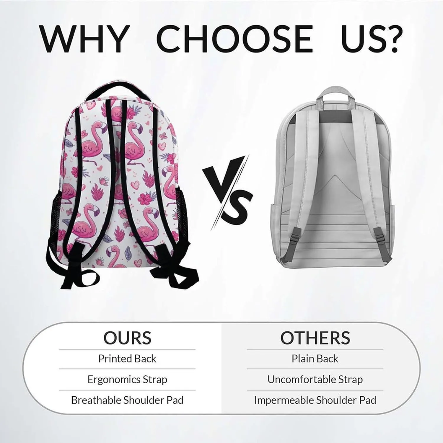 Personalized School Bag for Boys - Pink Durable Aesthetic Kid Backpack - 17 Inch Large Capacity Flamingo Bookbag for School, Travel and Camp