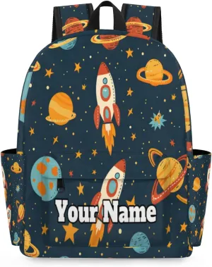 Personalized Space Planet Rockets Preschool Toddler Backpack for Boys Girls Custom Kids Name Small Bookbags Kindergarten Elementary Backpack, Solar System Space