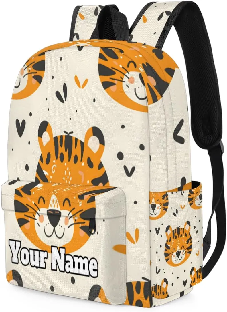 Personalized Tigers Animal Preschool Toddler Backpack for Boys Girls Custom Kids Name Small Bookbags Kindergarten Elementary Backpack, Tigers