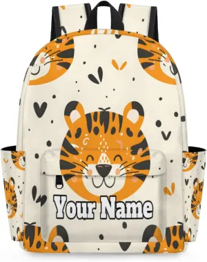 Personalized Tigers Animal Preschool Toddler Backpack for Boys Girls Custom Kids Name Small Bookbags Kindergarten Elementary Backpack, Tigers