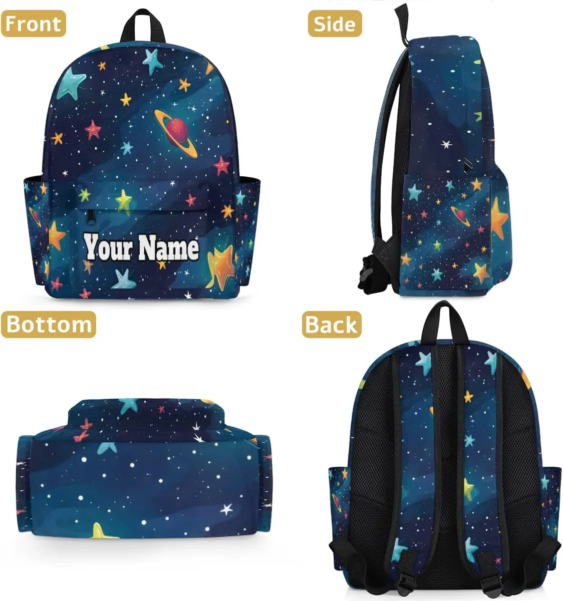 Personalized Universe Stars Preschool Toddler Backpack for Boys Girls Custom Kids Name Small Bookbags Kindergarten Elementary Backpack, Space Planet