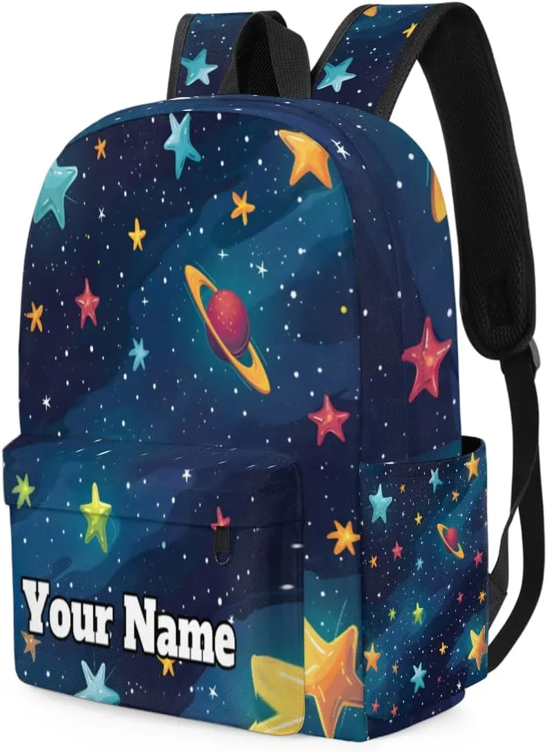 Personalized Universe Stars Preschool Toddler Backpack for Boys Girls Custom Kids Name Small Bookbags Kindergarten Elementary Backpack, Space Planet