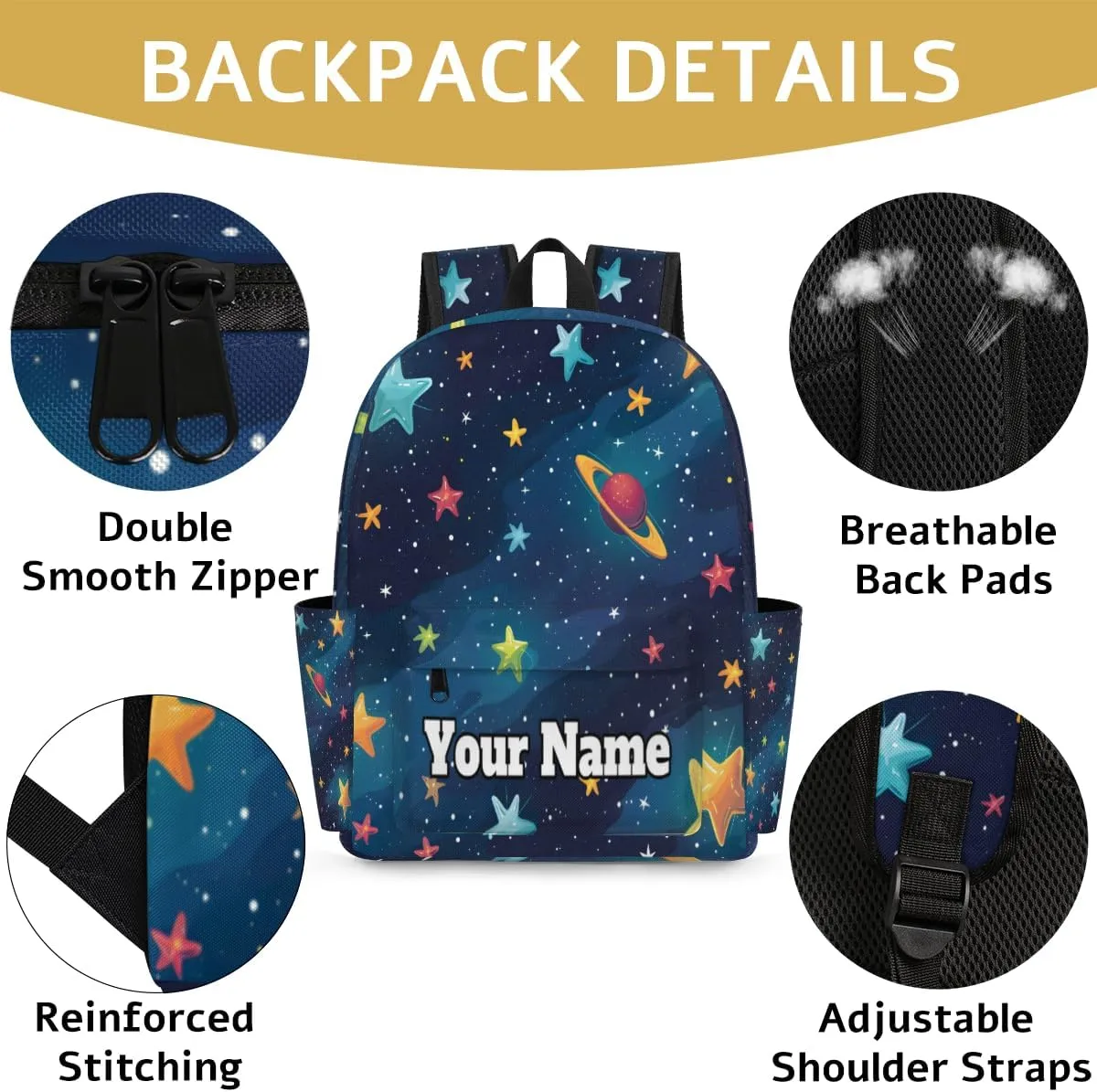 Personalized Universe Stars Preschool Toddler Backpack for Boys Girls Custom Kids Name Small Bookbags Kindergarten Elementary Backpack, Space Planet