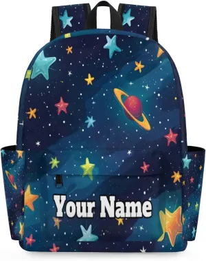 Personalized Universe Stars Preschool Toddler Backpack for Boys Girls Custom Kids Name Small Bookbags Kindergarten Elementary Backpack, Space Planet