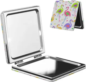 Peynir Colorful Retro Vintage Flamingo Women Handheld Makeup Mirror Portable Compact Mirror Folding Mini Cosmetic Mirror