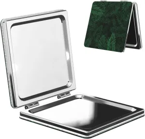 Peynir Pine Tree Fir Branch Leaves Women Handheld Makeup Mirror Portable Compact Mirror Folding Mini Cosmetic Mirror