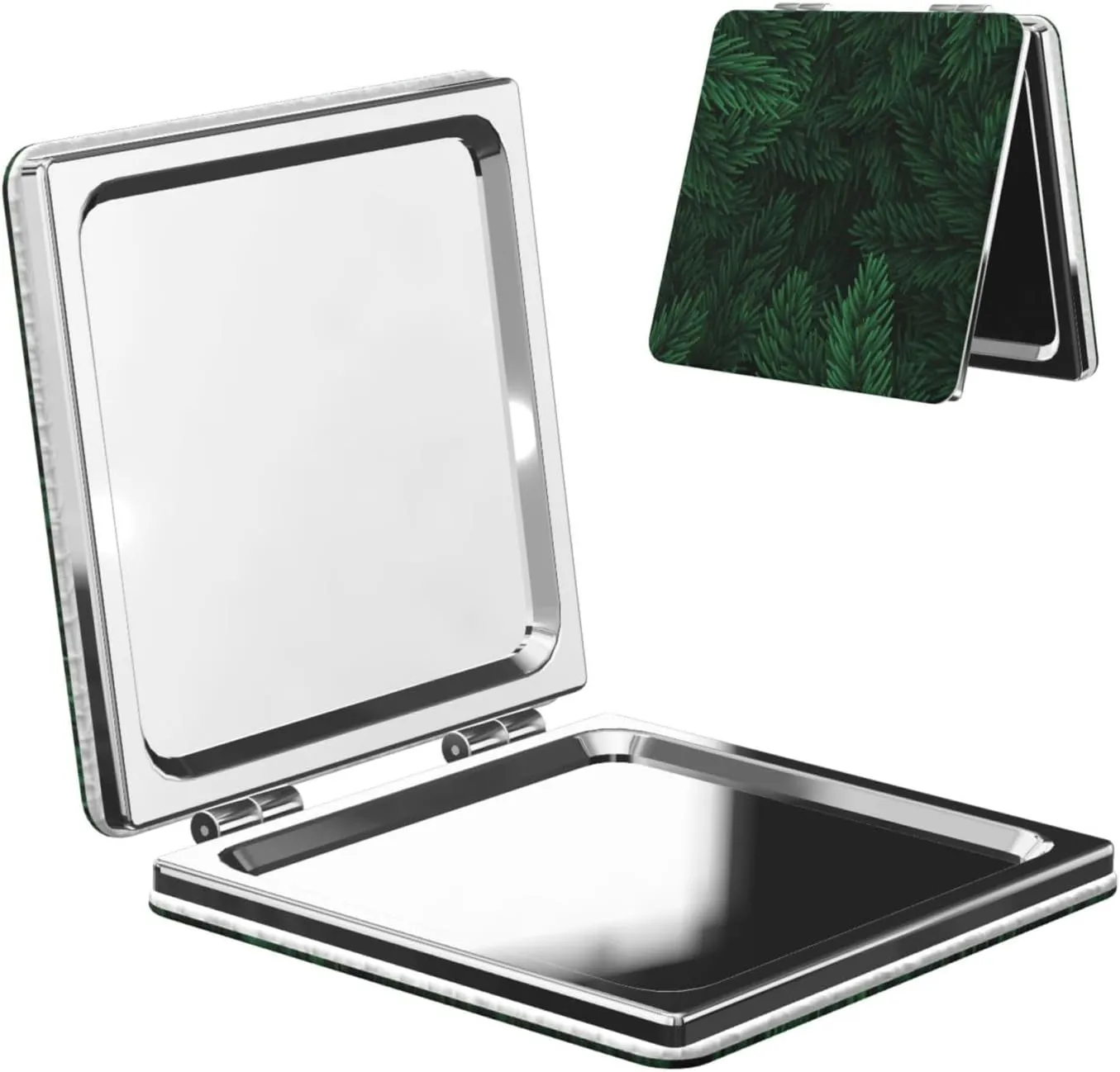 Peynir Pine Tree Fir Branch Leaves Women Handheld Makeup Mirror Portable Compact Mirror Folding Mini Cosmetic Mirror