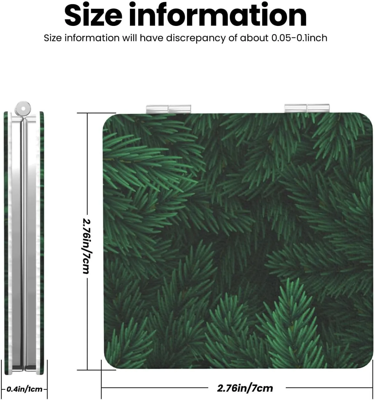 Peynir Pine Tree Fir Branch Leaves Women Handheld Makeup Mirror Portable Compact Mirror Folding Mini Cosmetic Mirror