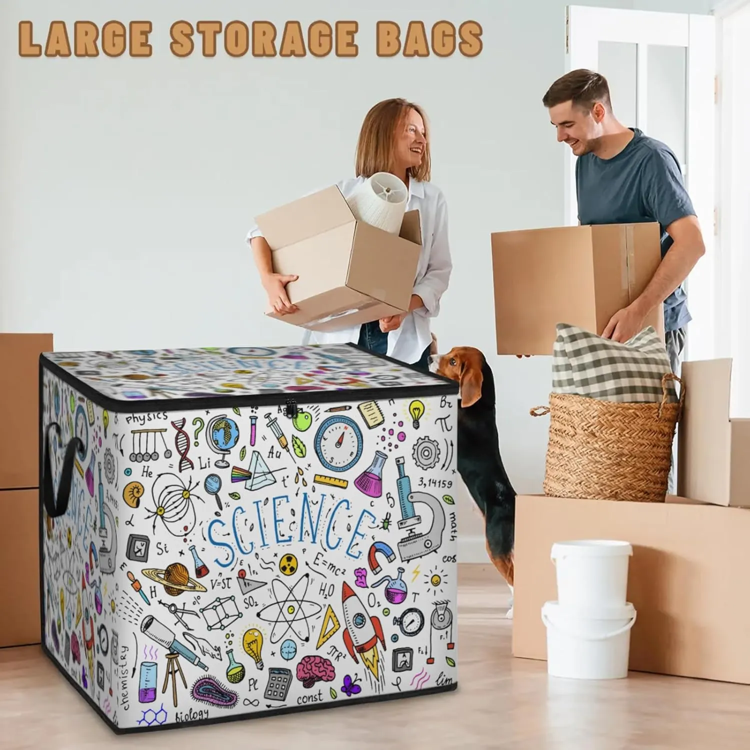 Physics Mathematics Scientific Formulas Extra Large Storage Bags 214L Foldable Clothes Storage Containers Closet Organizers Storage Bins with Handles for Clothing Blanket Bedding Comforter