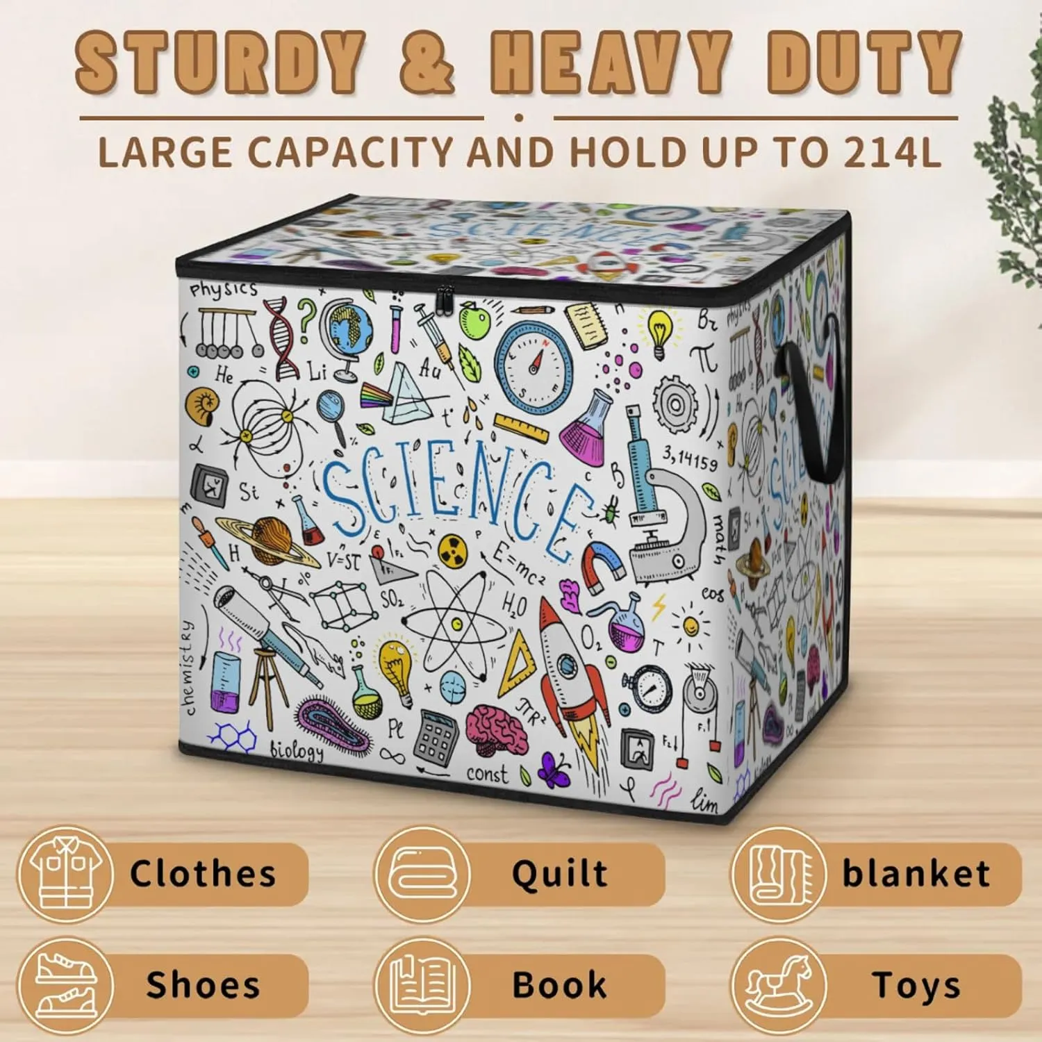 Physics Mathematics Scientific Formulas Extra Large Storage Bags 214L Foldable Clothes Storage Containers Closet Organizers Storage Bins with Handles for Clothing Blanket Bedding Comforter