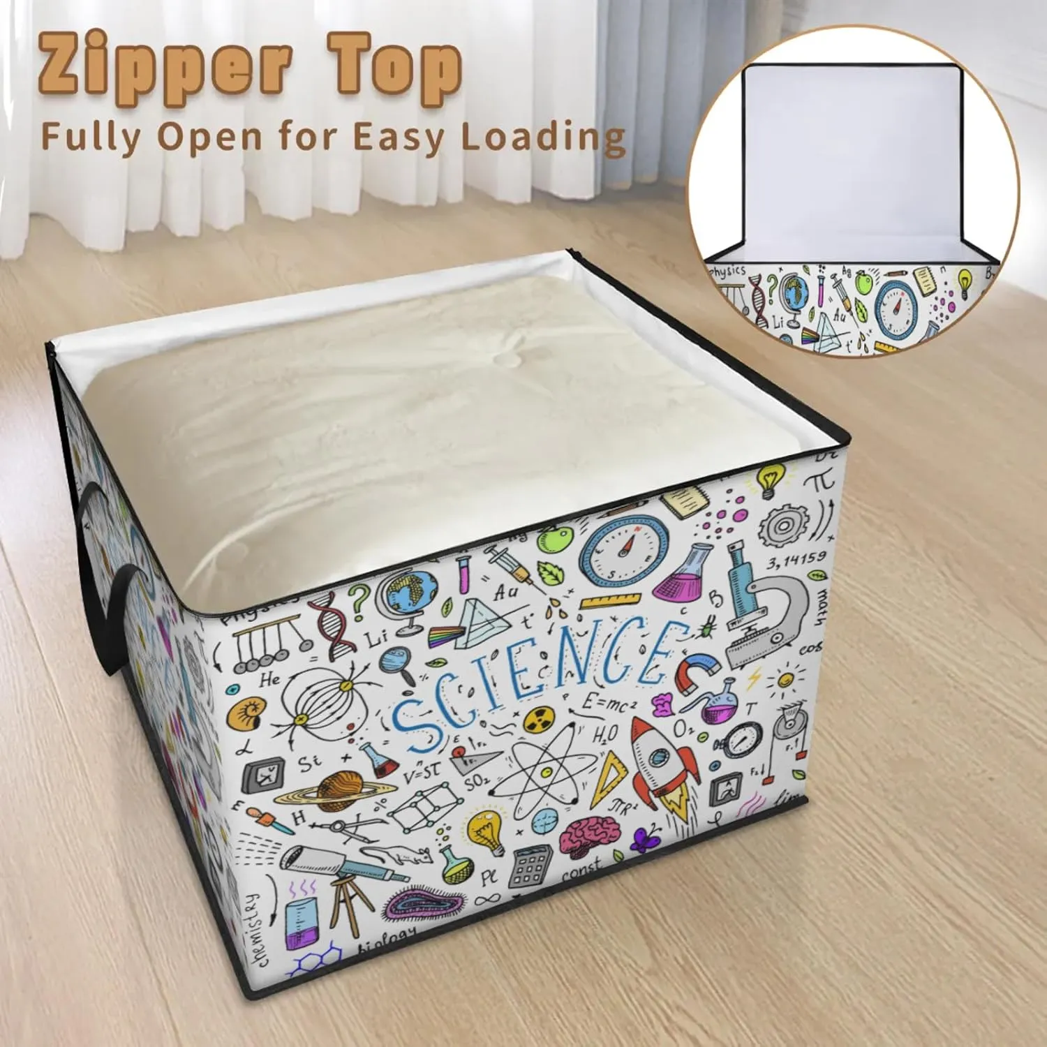 Physics Mathematics Scientific Formulas Extra Large Storage Bags 214L Foldable Clothes Storage Containers Closet Organizers Storage Bins with Handles for Clothing Blanket Bedding Comforter